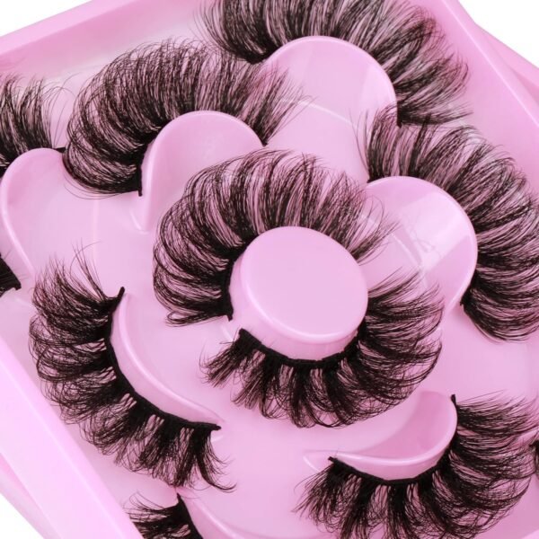 81FkG7K43dL._SL1500_.jpg Focipeysa Dramatic Eyelashes Fluffy Faux Mink Lashes 22mm Long False Eyelashes D Curl Eyelashes that Look Like Extension 5 Pairs Pack