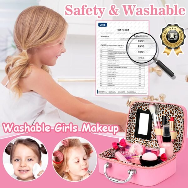 Kids Makeup Kit for Girl, Washable Makeup Set for Girls, Real Makeup for Kids, Girl Toys Princess Children Play Makeup Kit with Cosmetic Case Christmas Birthday Gifts for Girls Age 4 5 6 7 8 Year Old