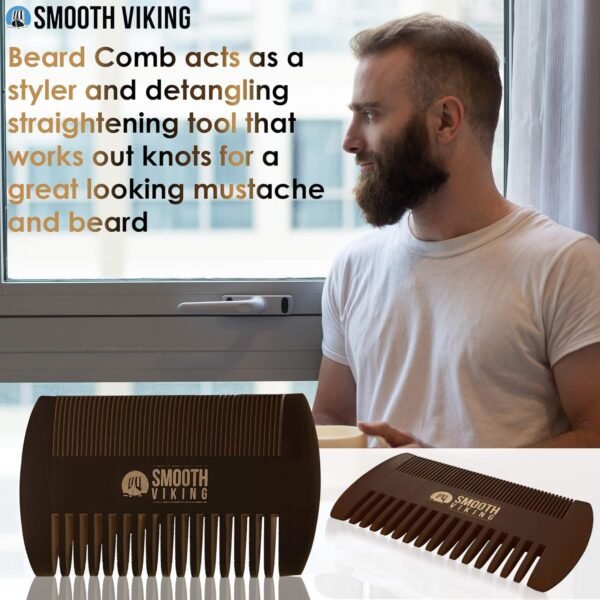 81FpBeb2GXL._SL1500_.jpg Smooth Viking Beard Brush & Comb Gift Set for Men - Natural Boar Bristle Hair Brush & Wooden Comb, Boar Brush for Facial Hair Styling, Grooming & Beard Shaping Tool, Men Hair Products - Brown