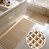 Large Waffle Bath Mat Set, Non Slip Bathroom Mat Set, Ultra Absorbent Bath Mats for Bathroom Decor, Extra Soft Floor Bathroom Rugs Sets 2 Piece, Washable Bath Rugs (20"×47" and 16"×24")