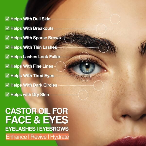 81GJrd1zMnL._SL1500_.jpg Organic Castor Oil For Face Moisturizer, Eyes, Eyelashes, Eyebrows, Wrinkles with Jojoba, Rosehip, Grapeseed, Squalane, Palmarosa, Bergamot and Vitamin E for Gentle Skin, Men & Women 1oz