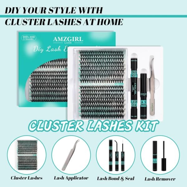 81GTbFI6YL._SL1500_.jpg Lash Clusters Kit 320Pcs,30D 40D Eyelash Extension Kit,Lash Bond and Seal Waterproof,Lash Remover for Individual Cluster Lashes Kit,Lash Applicator Tool for DIY Lash Extension Kit(D-Mix9-16mm Kit)