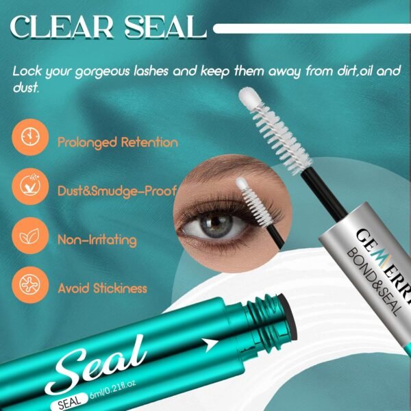 GEMERRY Lash Bond and Seal Waterproof Sensitive Eyes-Friendly Lash Cluster Glue New Upgraded Formula 12 ml Strong Hold Eyelash Glue for Self Use at Home