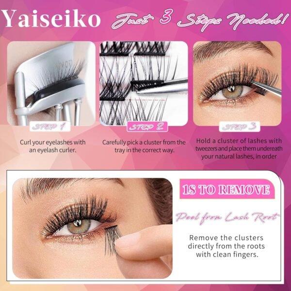 81H1AzUGwL._SL1500_.jpg Self Adhesive Eyelashes Clusters Kit Lash Clusters DIY Eyelashes Pre Glued Lashes Extensions No Glue Needed lash Clusters D Curl Individual Lashes(A02,10-16mm,110Pcs)
