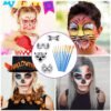 VESPRO Professional Face Body Paint Kit,42 Colors Oil Face&Body Paint Kit (26 Classic Colors+10 Metal Colors +6 UV Glow Colors) with 10 Size Brushes 4PCS Reusable Large Face Stencils and 4PCS Small Paint Stencils for Kids’ and Adults’ Halloween Makeup
