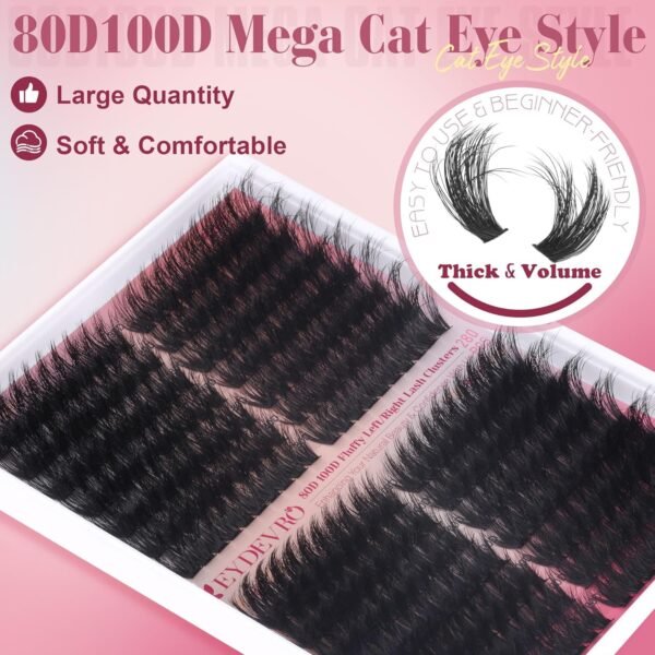 81HEQO-nLhL._SL1500_.jpg EYDEVRO Fluffy Lash Clusters Kit 80D100D Volume Lash Extension Kit 280 Pcs Left/Right Cluster Eyelash Extension Kit D Curl Thick Mega Lash Clusters with Waterproof Lash Bond and Seal and Lash Tweezers