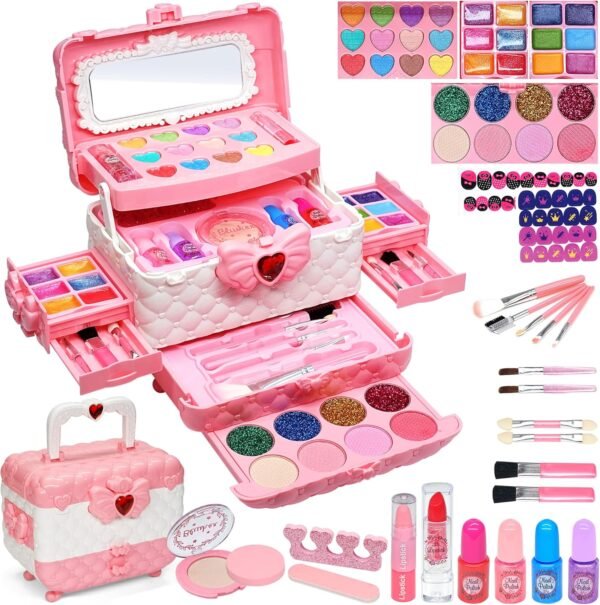 Kids Makeup Kit for Girl - Toys for Girls Washable Make Up for Little Girls,Non Toxic Toddlers Cosmetic Kits,Child Play Makeup Toys for Girls, Age 4-12 Year Old Children Gift