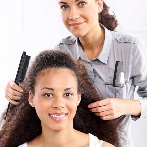 81HVBLrgFsS._SL1500_.jpg Geiserailie 3 Pcs Slick Back Hair Brush Set Bristle Brush Edge Control Teasing Comb for Women Black Hair(Black)