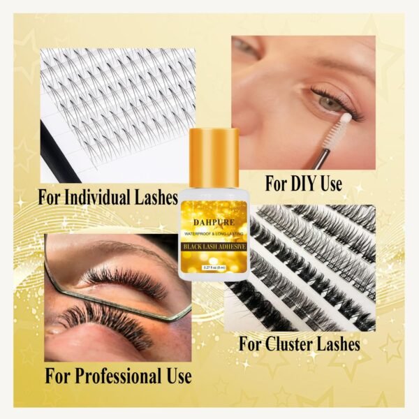 81HXeHXsuUL._SL1500_.jpg Cluster Lash Glue Waterproof Long Lasting for 2-3 Weeks, Strong Hold Eyelash Extension Glue, DIY & Salon, No Irritation