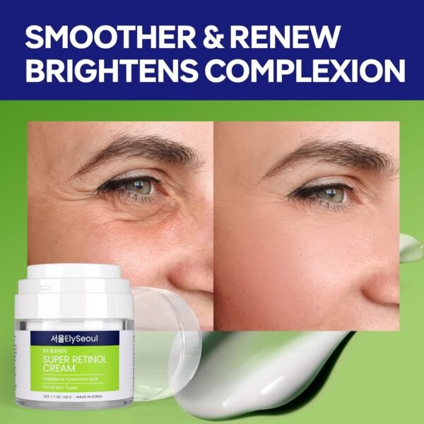 81HhOyRn-iL._SL1500_.jpg Retinol Cream for Face Korean Skincare: Anti-Aging Collagen Peptides & Hyaluronic Acid Face Cream for Women, 1.7 oz.
