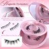 wiwoseo Magnetic Eyelashes with Applicator 2 Pairs No Glue Needed Magnetics Eyelashes Natural Look Magnetic Lashes with Applicator pestañas magnéticas Reusable Magnetics Eyelashes without Eyeliner