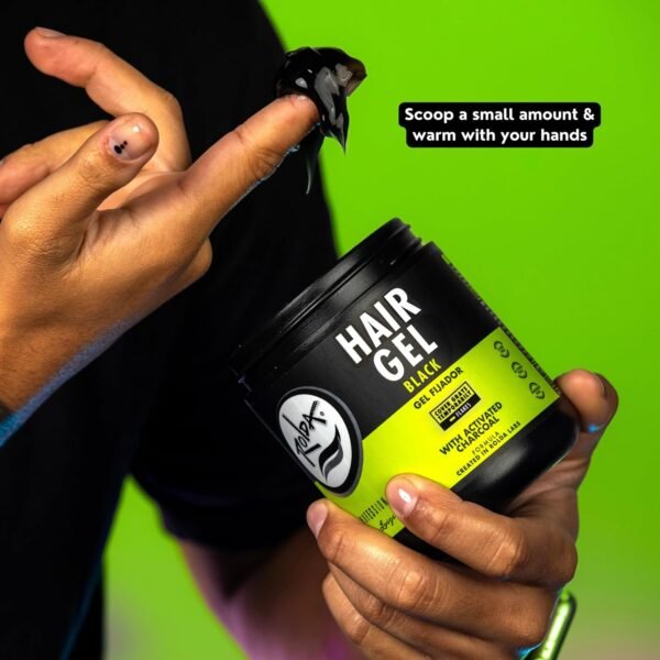 Rolda Black Styling Hair Gel - Medium To Strong Hold With Medium Shine For a Wet Slicked Back Look With All Day Hold - Activated Black Charcoal Covers Grey Hair Instantly 17.6oz