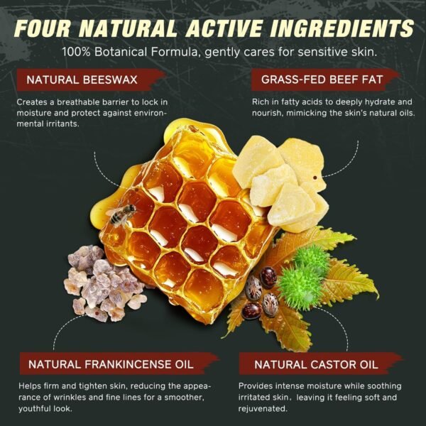81ICJB0v4L._SL1500_.jpg Tallow Castor Frankincense Oil Cream, Beef Tallow for Skin Care with Castor & Frankincense Oil Balm, Moisturising Cream for Face & Body for Sensitive and Dry Skin, Anti-Ageing 4.2 Fl Oz