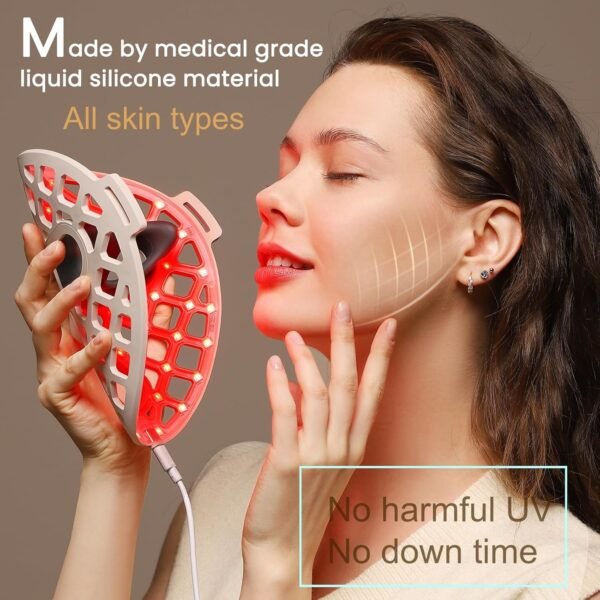 Beauty LED mask – Red Light & Infrared Light Therapy Face Mask for Wrinkles – Blue Light for Acne – Multi-wavelength for Skincare – Rechargeable for Home Use and Travel Model: KFB265