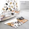 SVBright 2 PCS Shower Curtain Sets with Rug Cute Cat Kids Bathroom Set Nonslip Bathmat Quick Dry Funny Rubber Backed,Dirt Resistant,Bath Rug Mats Washroom Decor Shower Accessories 60Wx72H