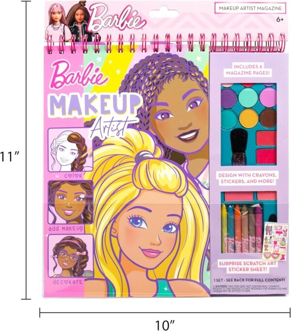 Horizon Group USA Barbie Magazine - Create Hair & Makeup Looks with 130+ Stencils, 180+ Stickers, Crayons & Pretend Makeup
