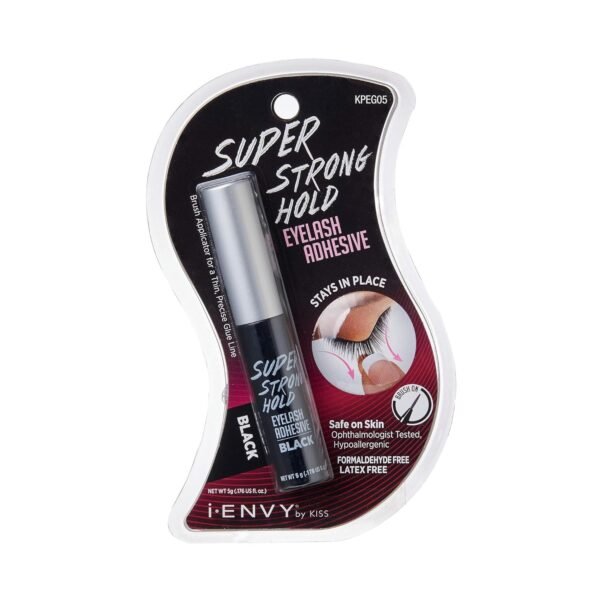 81IYzlui7pL._SL1500_.jpg i•ENVY Super Strong Hold Eyelash Adhesive, Waterproof, 48-Hour Long-Lasting Lash Glue, Latex-Free, Hypoallergenic, Quick-Drying with Brush-On Applicator for Strip Lashes (Black, 1 Pack)