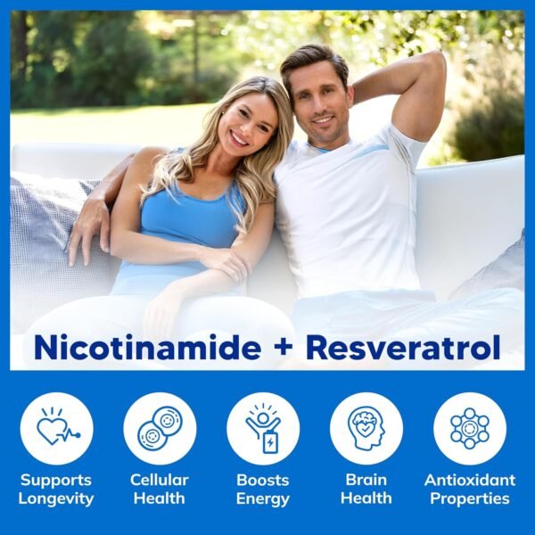 81IgF8eQ2EL._AC_SL1500_.jpg aSquared Nutrition Nicotinamide with Resveratrol - 120 Veggie Capsules - Vitamin B3 500mg (Niacinamide Flush Free) - Supplement Pills to Support NAD, Skin Cell Health & Energy