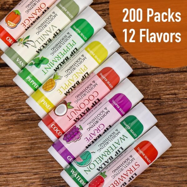 81IrXrjlutL._SL1500_.jpg AZEN 200 Pack Lip Balm, Natural Lip Balm Bulk, Lip Care Product, Moisturizing Lip Balms for dry cracked lips - 12 Flavors