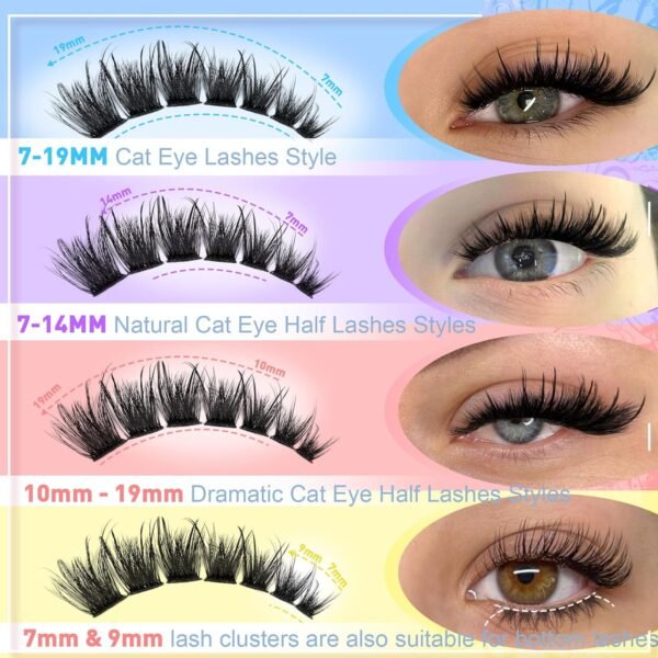 81Iteb0hwHL._SL1500_.jpg Fluffy Lash Clusters Wispy D Curl Eyelash Clusters 7-19MM Cluster Eyelash Extensions 224Pcs Cat Eye Individual Lashes Clusters Soft Luxury DIY Lash Extension Clusters at Home by Pleell