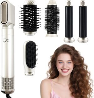 81Iys5bOQ8L._AC_SL1500_.jpg Professional Hair Dryer 6 in 1, Blow Dryer + Automatic Curling Iron + Hair Straightener + Thermal Brush, Birthday Gifts for Women Teen Girls with Short Long Hair, Low Noise, Air Wrap Hair Styler