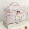 81J-usfs1nL._AC_SL1500_.jpg Quilted Makeup Bag Large Capacity Cute Cosmetic Bags for Women Floral Coquette Aesthetic Patchwork Travel Toiletry Make Up Organizer Bag