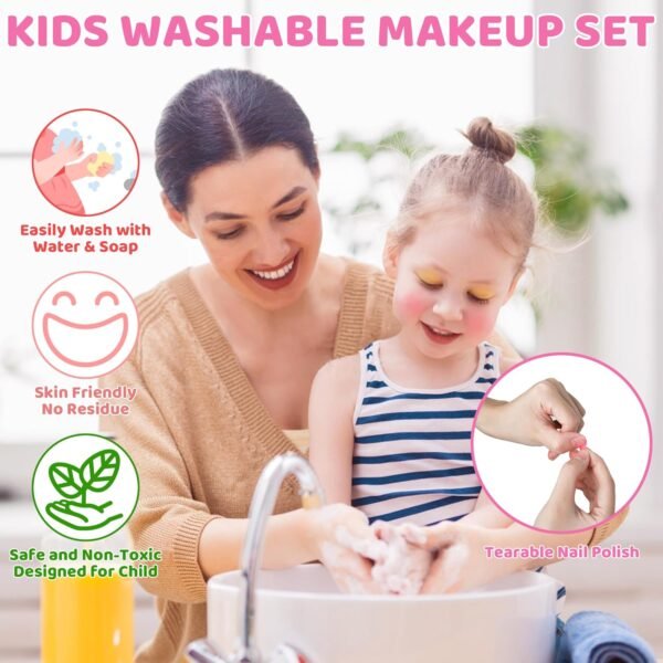 Topsolid Kids Makeup Kit for Girl, Real Washable Makeup for Kid with Mirror, Kids Makeup Sets for Girls 5-8, Princess Toys Cosmetic Set, Christmas & Birthday Gifts Toys for 3 4 5 6 7 8 Year Old Girls
