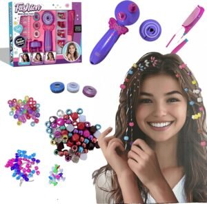 81JB8mjyeL._AC_SL1500_.jpg Automatic Hair Braider for Girls, Hair Braider Toys Hair Beads forGirls, Kids Hair Styling Kit Girls Hair Braider Tool, DIY Hair Salon Toys for Girls - Deluxe Package,AA Battery not Included