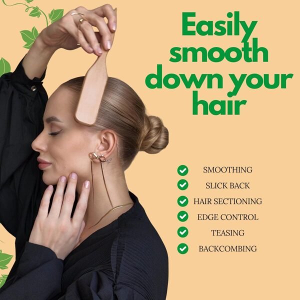 81JDdd9mm6L._SL1500_.jpg GranNaturals Boar Bristle Slick Back Hair Brush for Sleek Ponytail Bun & Smoothing Baby Hairs, Flyaways, Edge Control - Backcombing & Teasing Hairbrush with Wide Rat Tail for Sectioning & Parting