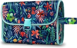 81JEDh0q1mS._AC_SL1500_.jpg FINTIE Portable Toiletry Cosmetic Travel Bag, Large Water Resistant Hanging Makeup Organizer Storage Pouch Case for Women Girls (Jungle Night)