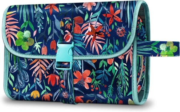 81JEDh0q1mS._AC_SL1500_.jpg FINTIE Portable Toiletry Cosmetic Travel Bag, Large Water Resistant Hanging Makeup Organizer Storage Pouch Case for Women Girls (Jungle Night)