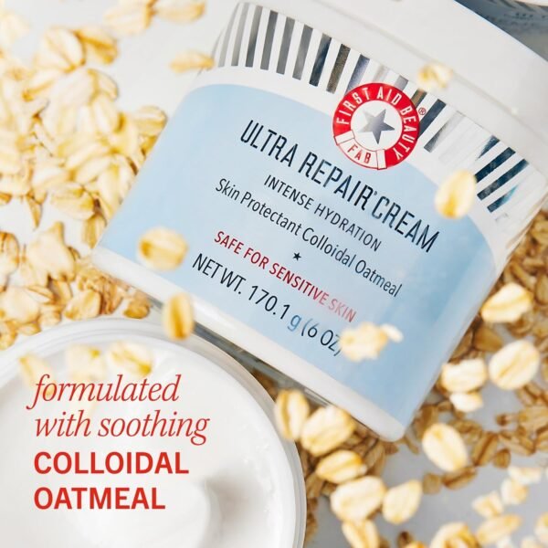 First Aid Beauty - Ultra Repair Cream, Intense Hydration Whipped Colloidal Oatmeal, Clinically Proven to Strengthen Skin Barrier in 7 Days & Helps Relieve Eczema, Luxury Face & Body Moisturizer, 6 oz