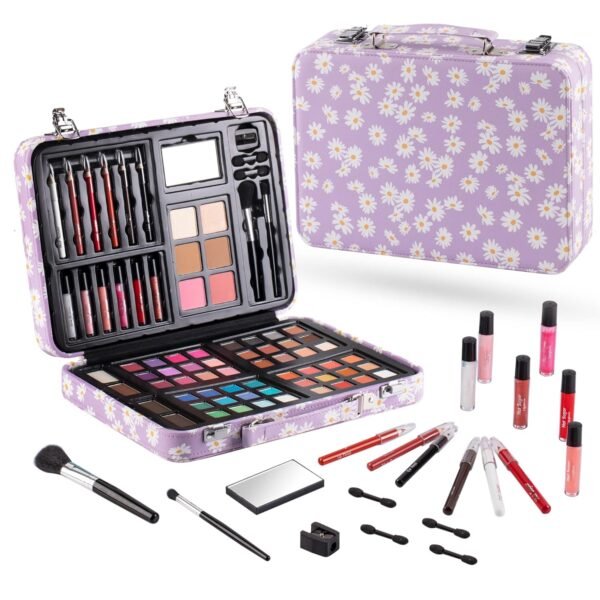 81JVKMF6g1L._SL1500_.jpg Hot Sugar Makeup Kit for Teenager Girls 10-12, All in One Beginner Makeup Kit for Women Full Kit, Teen makeup kit Cosmetic Gift Set on Birthday Christmas(PURPLE DAISY)