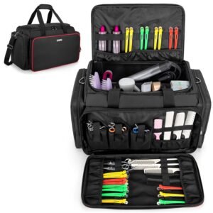 81Jetvzp64L._SL1500_.jpg BAFASO Large Capacity Hairdresser Bag with Adjustable Dividers, Travel Barber Case Holds Various Hair Cutting Tools (NO ACCESSORIES), Black