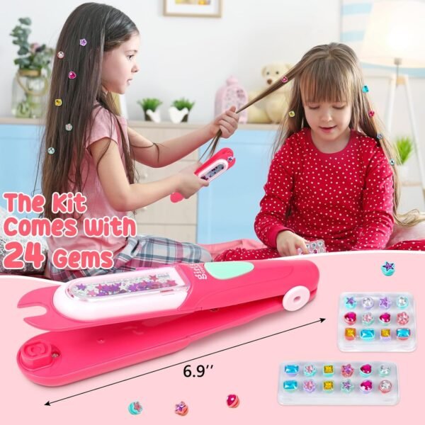 Hair Gem Stamper Kit Hair Accessories for Girls Toy Bling Hair Styling Tool Reusable Shining Diamonds Hair Bead Jewelry Crafts Styling Head Stuff Birthday Gifts Toys 3 4 5 6 7 8-12 Girl Toys