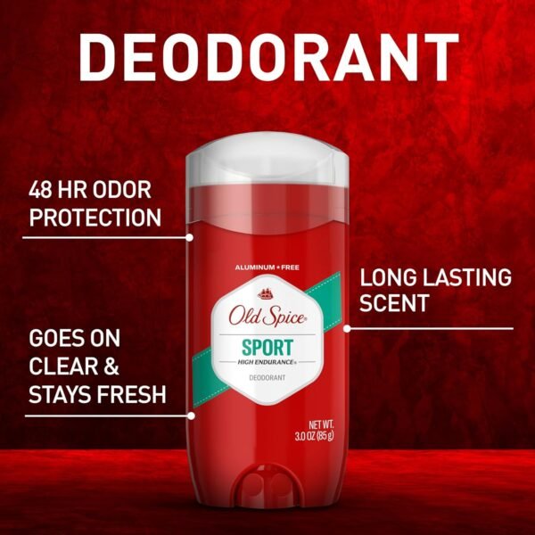 Old Spice Aluminum Free Deodorant For Men, High Endurance, 24/7 Sweat Defense & Odor Protection, 24/7 Freshness & Lasting Scent, Sport Scent, 3.0 oz (Pack of 3)