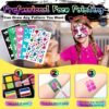 Face Painting Kit for Kids, 24 Colors Washable Face Paint, Safe for Sensitive Skin, Non-Toxic Professional Face Painting Kit, Halloween Birthdays Makeup Set with Stencils, Guide Book