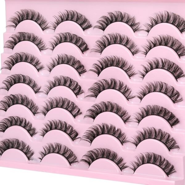 81Joa7NpxsL._SL1500_.jpg Russain Strip Lashes D-Curly False Eyelashes Natural Look Wispy Cat Eye Lashes that Look Like Eyelash Extensions 3D Lashes Pack
