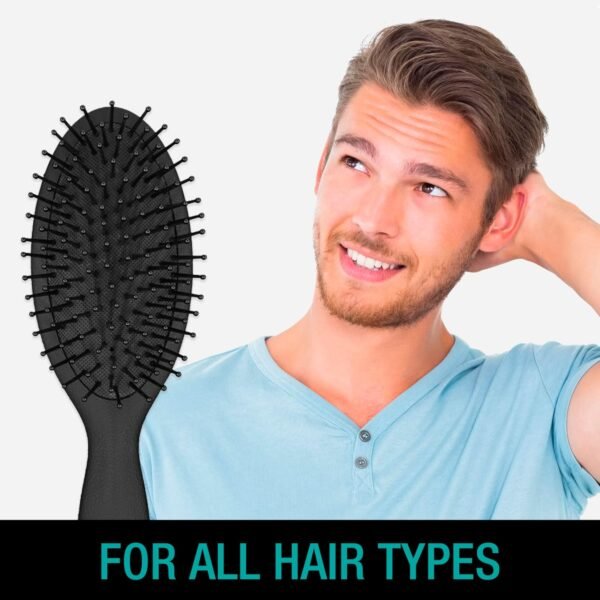 81KO33ps3ML._SL1500_.jpg CONAIR Men Hair Brush, Men’s Detangler Brush for Everyday Brushing and All Hair Types, Flexible Cushion Base with Ball-Tipped Bristles Won’t Snag or Pull, Black