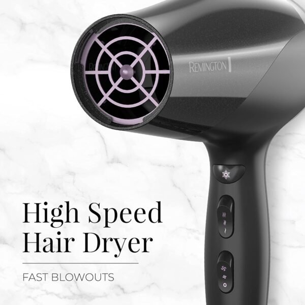 81KVIG0cO4L._AC_SL1500_.jpg Remington Damage Protection Hair Dryer with Ceramic Ionic Tourmaline Technology, Black, Diffuser and Concentrator, 3 Piece Set