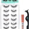81KrH30qb7S._AC_SL1500_.jpg AOA Studio 6 Pairs Alexis Natural Handmade False Eyelashes with Glue and Tweezer Lash Kit Natural Volume Reusable Fake Eyelashes 100 Percent Handmade Cruelty Free