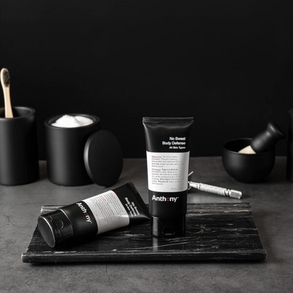 Anthony No Sweat Body Defenseand Shower Sheet Bundle – Anti-Chafing, Anti-Itch Cream-to-Powder – 3 Fl. Oz and 1 Shower Sheet, Protects Skin from Sweating