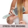 81L-YDwUNaL._SL1500_.jpg Conair Velvet Touch Paddle Cushion hair brush - Detangling hairbrush - curly or straight styles - men or women - detangler - features soft touch handle - Sage Green