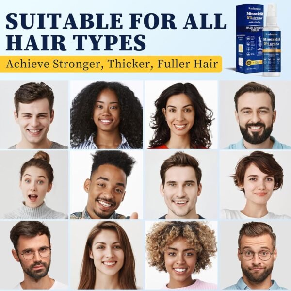 5% Minoxidil Hair Growth Spray Serum, Hair Regrowth Treatment for Men and Women, Strengthens and Thickens Hair for Fuller, Longer Results, Beard and Facial Hair Enhancer