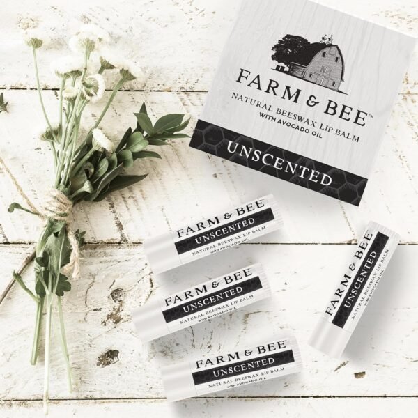 81LMLi5FVlL._SL1500_.jpg Natural Lip Balm - Organic & Natural Ingredients - Beeswax Based Moisturizing Lip Care Chapstick for Chapped Lips - Great Gift Idea - Farm & Bee - 0.15oz (Pack of 4 - Unscented)