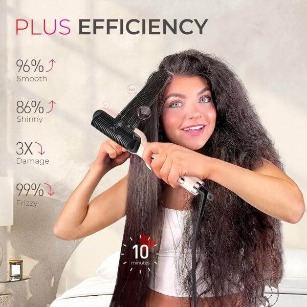 81LXcRKfBXL._AC_SL1500_.jpg TYMO Ring Plus Ionic Hair Straightener Brush - Straightening Comb with Negative Ions for Women, Titanium Coating, 9 Temp Settings & LED Display, Dual Voltage, Professional Styling Tools, Gold Blush