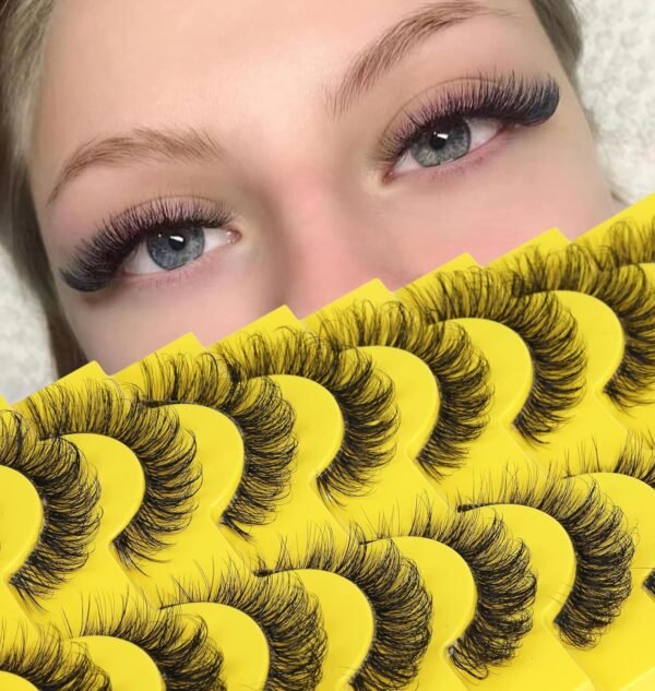 81LgBUmE0lL._SL1500_.jpg False Eyelashes Russian Strip Lashes D Curl Wispy Natural Look Faux Mink Lashes Like Eyelash Extension Fluffy zanlufly Transparent Band Cat Eye Fake Eyelashes Pack