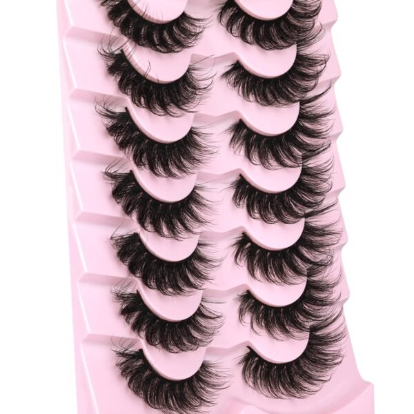 81LqghwYiTL._SL1500_.jpg Mink Lashes Wispy 6D False Eyelashes 17mm Volume Cat Eye Lashes that Look Like Extensions Strip Lashes Pack