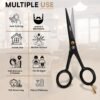 5” Professional Beard Mustache Scissors with 1 Beard Comb, 1 Mustache Comb and Travel Pouch - Perfect Beard Trimming Scissors for All Facial Hair Scissors - Grooming Scissors