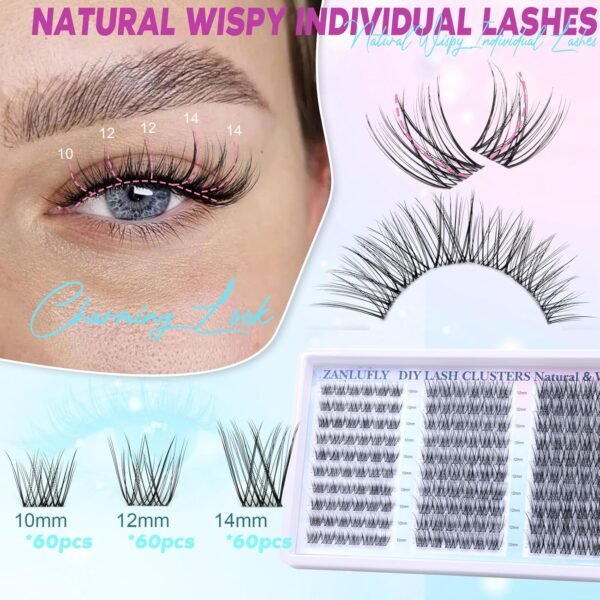 81MBvjCyYJL._SL1500_.jpg Lash Clusters Wispy Eyelash Clusters Natural CC-Curly Cluster Lashes zanlufly Wispy Individual Lashes 180Pcs Eyelash Extension 10 12 14MM DIY Lash Extension